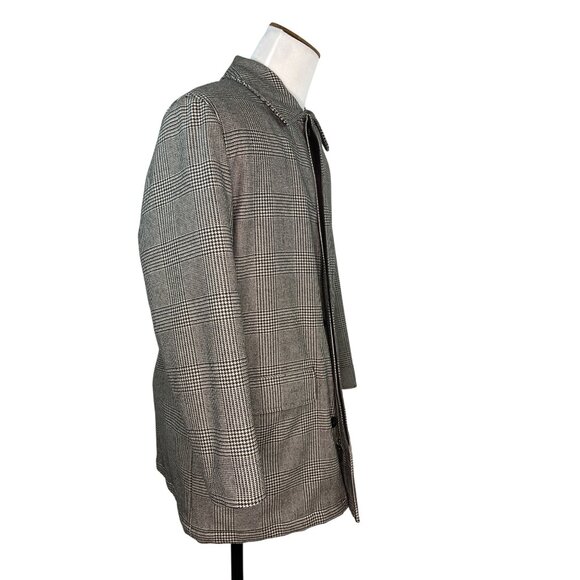 Brooks Brothers Style Gray Plaid Mens Wool Jacket With Quilted Lining Size L - Picture 2 of 12